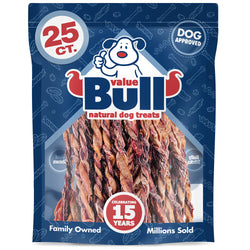 ValueBull USA Pork Pizzle Twists for Dogs, 10-12", 25 ct