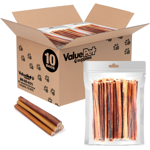 ValueBull Bully Sticks for Dogs, Medium 6 Inch, 200 Count RESALE PACKS (10 x 20 Count)