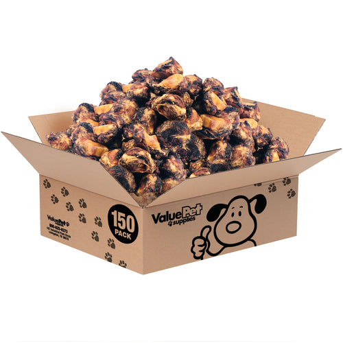 ValueBull USA Beef Knee Caps Dog Chews, Hickory-Smoked, 150 Count WHOLESALE PACK