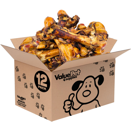 ValueBull USA Beef Femur Dog Bones, Whole, Hickory-Smoked, 12 Count WHOLESALE PACK
