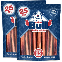 ValueBull Bully Sticks, Low Odor Premium Dog Chews, Super Jumbo 12", 50 ct