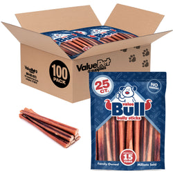 ValueBull Bully Sticks, Low Odor Premium Dog Chews, Super Jumbo 12", 100 ct