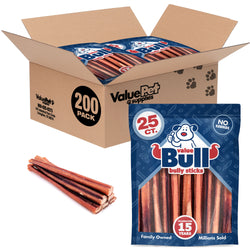 ValueBull Bully Sticks, Low Odor Premium Dog Chews, Super Jumbo 12", 200 ct