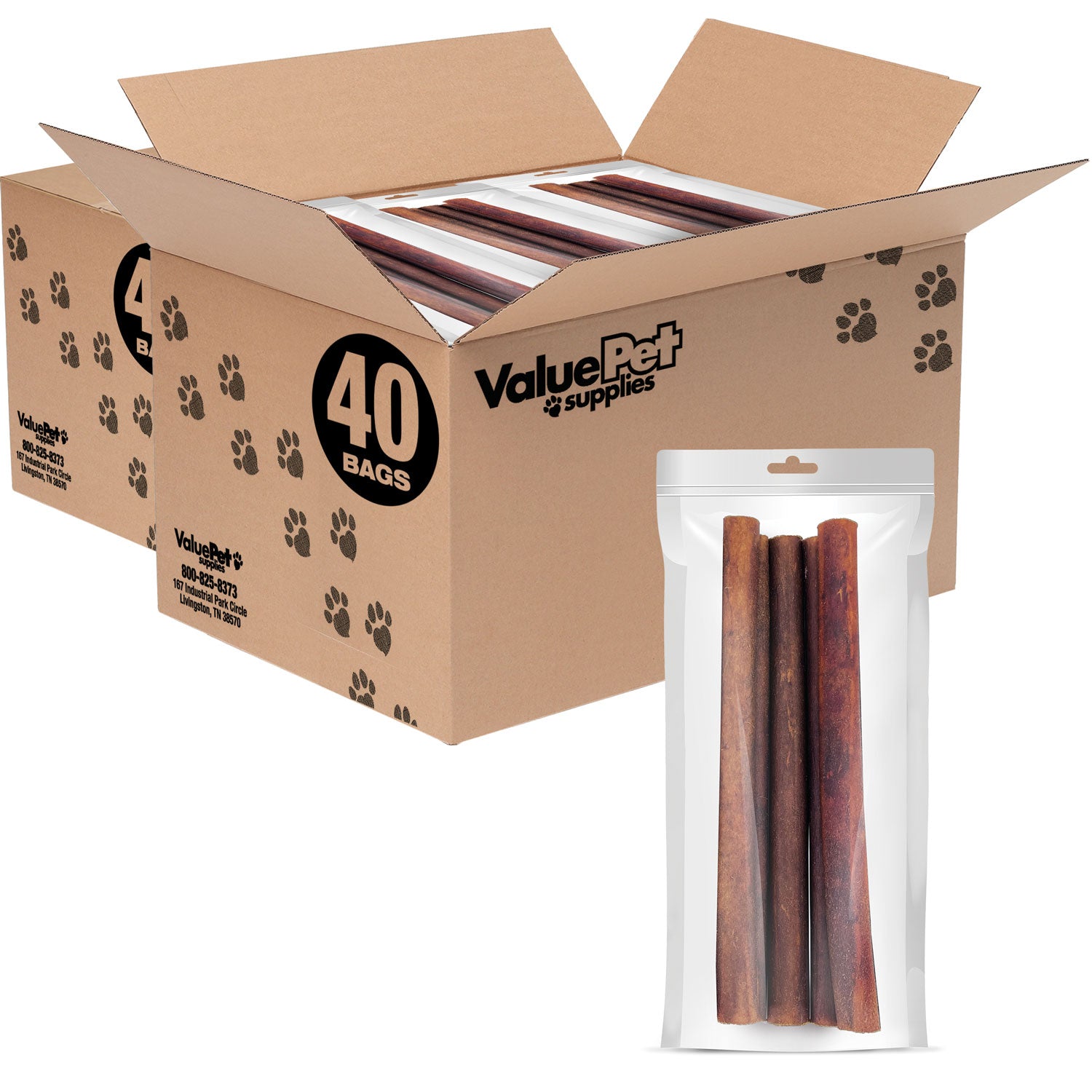 ValueBull USA Collagen Sticks, Premium Beef Dog Chews, 12" Jumbo, 400 Count RESALE PACKS (80 x 5 Count)
