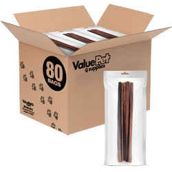 ValueBull USA Collagen Sticks, Premium Beef Small Dog Chews, 12" Thin, 400 Count RESALE PACKS (80 x 5 Count)