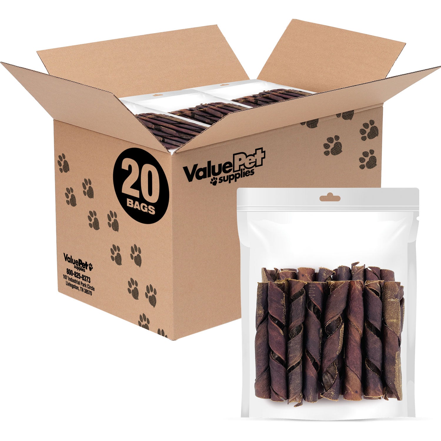 ValueBull USA Collagen Sticks For Small Dogs, Smoked, Thin Spirals, 5-6 Inch, 400 Count RESALE PACKS (20 x 20 Count)