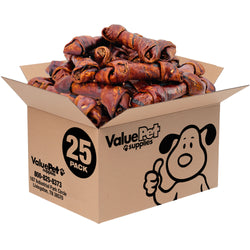 ValueBull USA Rawhide Dog Bones, Premium Thick Cut, 8 Inch, Beef Infused, 25 Count