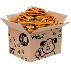 ValueBull Buffalo Collagen Sticks for Dogs, 6 Inch Thick Chews, Natural Long-Lasting Dog Treats, 400 Count WHOLESALE PACK