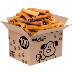ValueBull Buffalo Collagen Sticks for Dogs, 6 Inch Super Jumbo Chews, Natural Long-Lasting Dog Treats, 100 Count BULK PACK