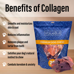 ValueBull USA Collagen Chips, Beef Dog Chews, Smoked, 1 Pound