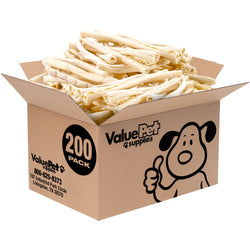 ValueBull USA Retriever Rolls for Small Dogs, Premium Rawhide, Thin 10 Inch, 200 Count Bulk Pack - Natural- 200 Rolls