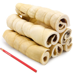 ValueBull Beef Cheek Rolls, Long Lasting Dog Chews, Jumbo 9-10 Inch, 50 Count Bulk Pack