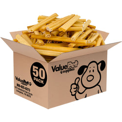 ValueBull USA Pig Skin Retriever Rolls, 6 Inch, Smoked, 50 Count Bulk Pack - 6" Rolls - 50 Sticks