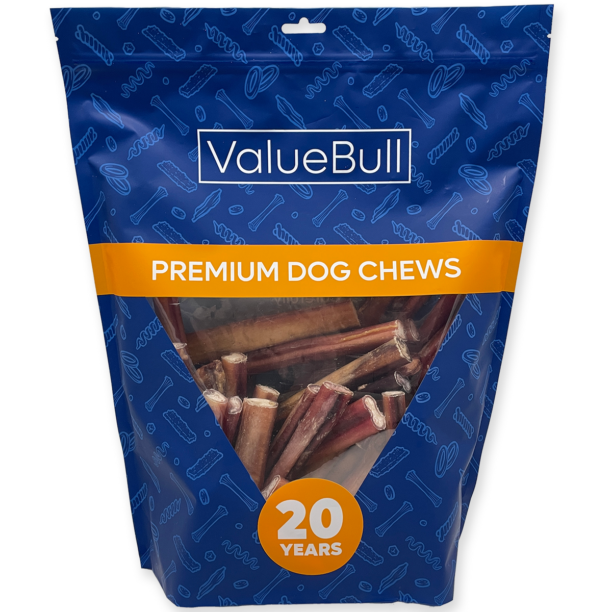 ValueBull Odor Free Bully Sticks for Large Dogs, Thick 6 Inch, 50 Count