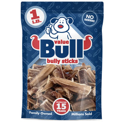 ValueBull USA Bully Stick Bits Dog Treats, 0-4 Inch, Odor Free, 1 Pound
