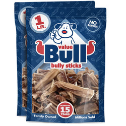 ValueBull USA Bully Stick Bits Dog Treats, 0-4 Inch, Odor Free, 2 Pounds