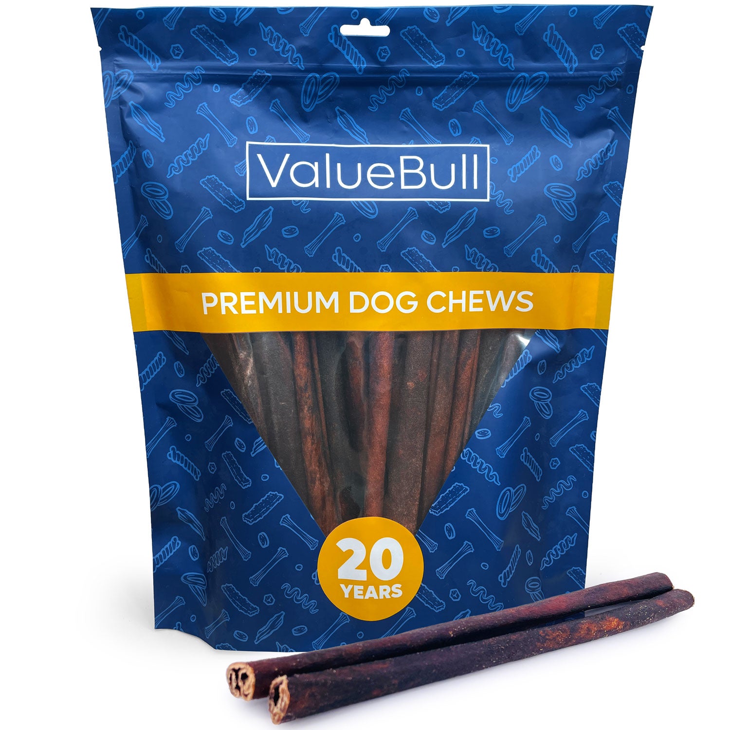 ValueBull Collagen Sticks for Dogs, 12 Inch Medium Chews, Natural Long-Lasting Dog Treats, 25 Count - Medium - 25 Sticks