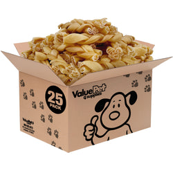 ValueBull Buffalo Collagen Braided Sticks for Large Dogs, 6 Inch Thick Chews, Natural Long-Lasting Dog Treats, 25 Count Bulk Pack - Thick - 25 Braids