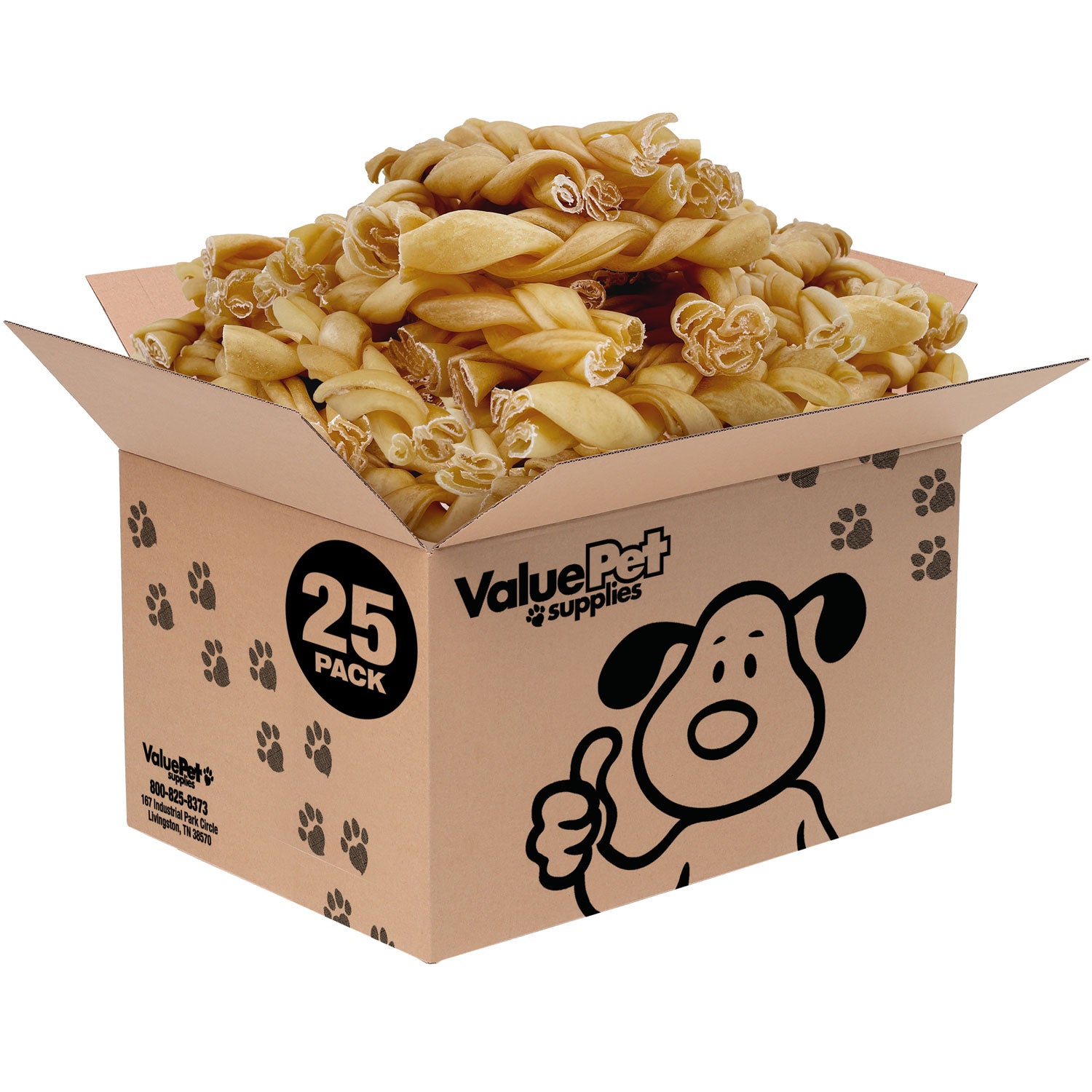 ValueBull Buffalo Collagen Braided Sticks for Large Dogs, 6 Inch Thick Chews, Natural Long-Lasting Dog Treats, 25 Count Bulk Pack - Thick - 25 Braids