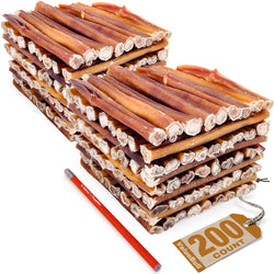 ValueBull USA Bully Sticks for Dogs, Medium 6 Inch, 200 Count Bulk Pack - Medium - 200 Sticks