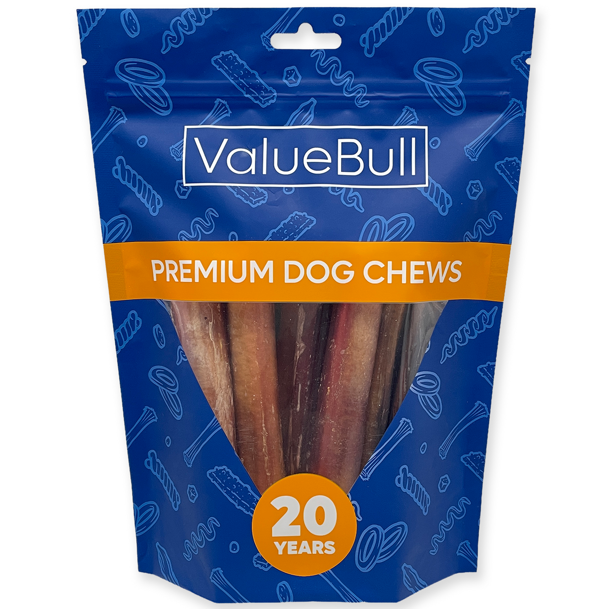 ValueBull Odor Free Bully Sticks for Large Dogs, Thick 6 Inch, 10 Count - 10