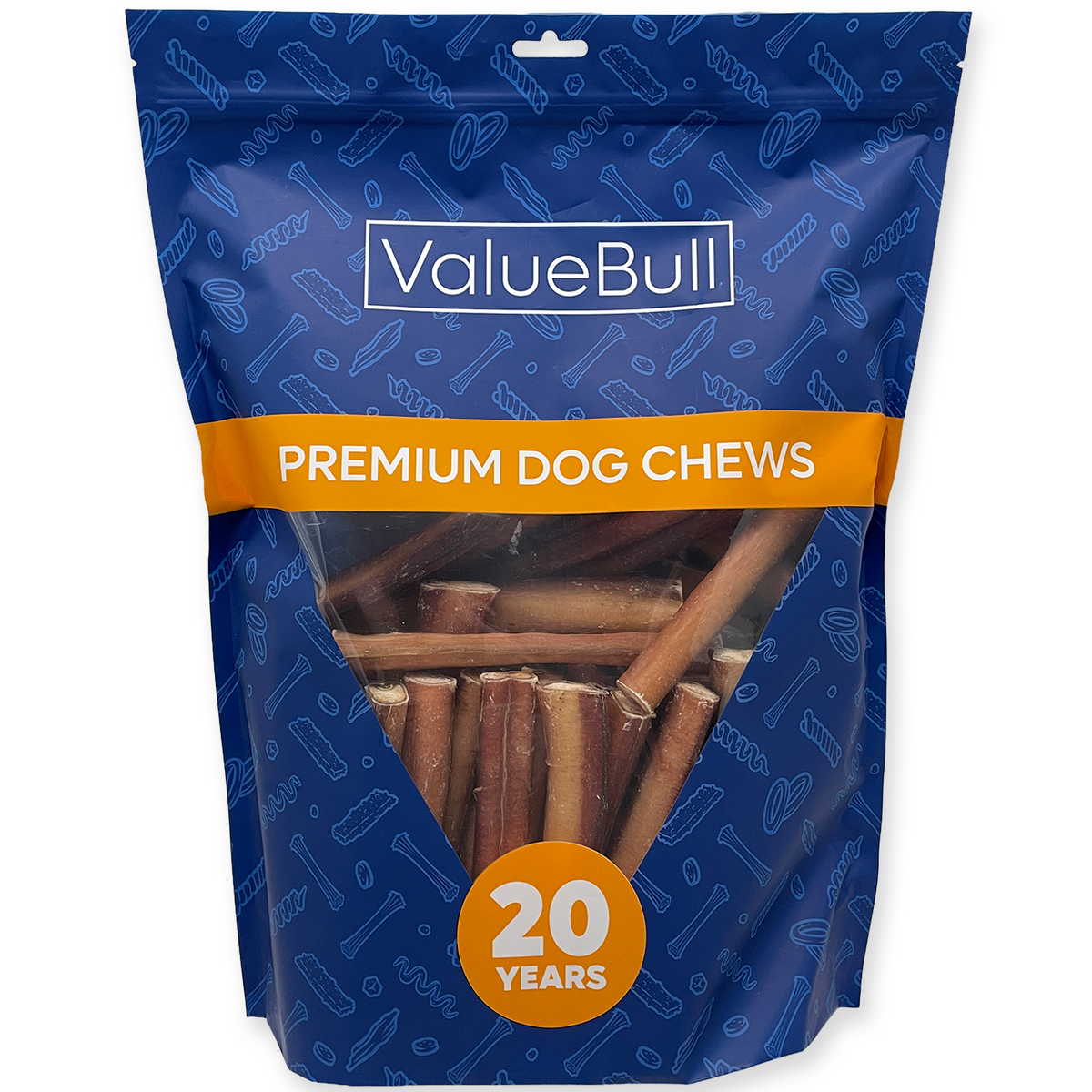 ValueBull Odor Free Bully Sticks for Large Dogs, Jumbo 6 Inch, 50 Count - 50
