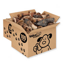 ValueBull Hairy Cow Ears for Dogs, 200 Count Wholesale Pack
