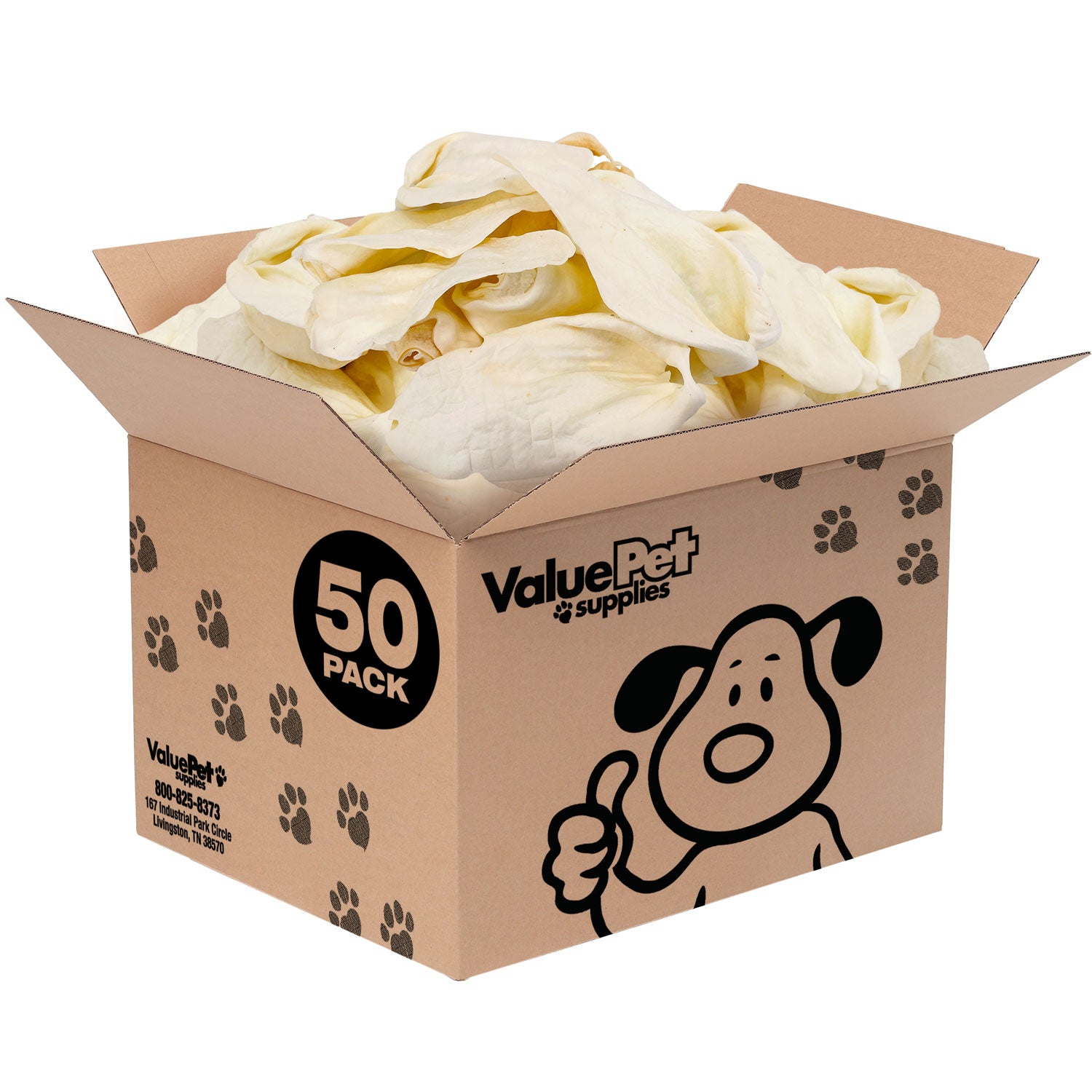 ValueBull Premium Cow Ears, Large, 50 Count BULK PACK - Large - 50 Ears