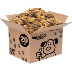 ValueBull Beef Tendons For Dogs, Varied Shapes, 20 Pound Bulk Pack