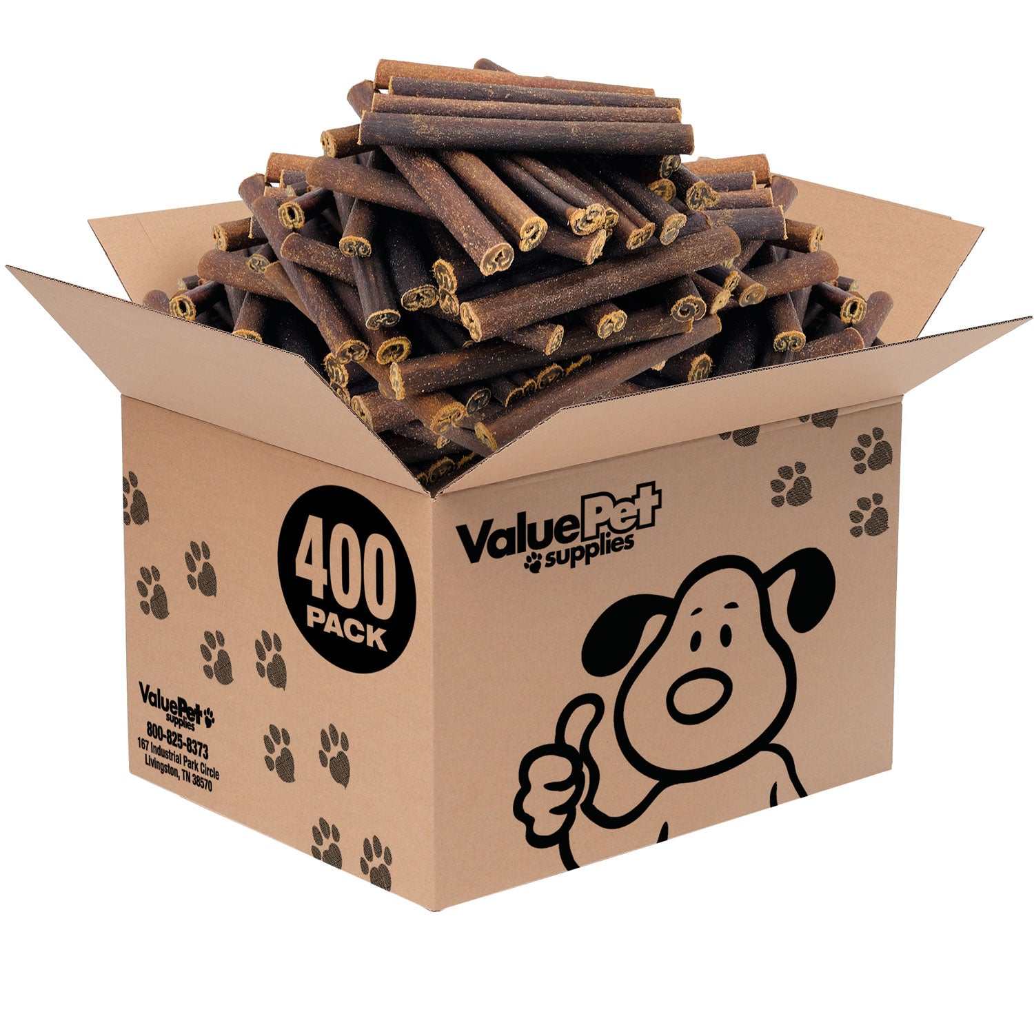 ValueBull Collagen Sticks for Dogs, 6 Inch Thick Chews, Natural Long-Lasting Dog Treats, 400 Count Wholesale Pack - Thick - 400 Sticks