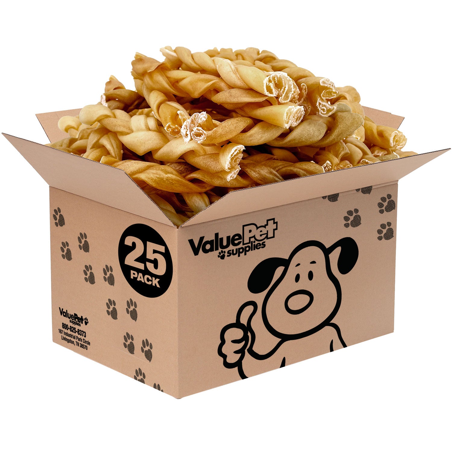 ValueBull Buffalo Collagen Braided Sticks for Dogs, 6 Inch Medium Chews, Natural Long-Lasting Dog Treats, 25 Count Bulk Pack - Medium - 25 Braids