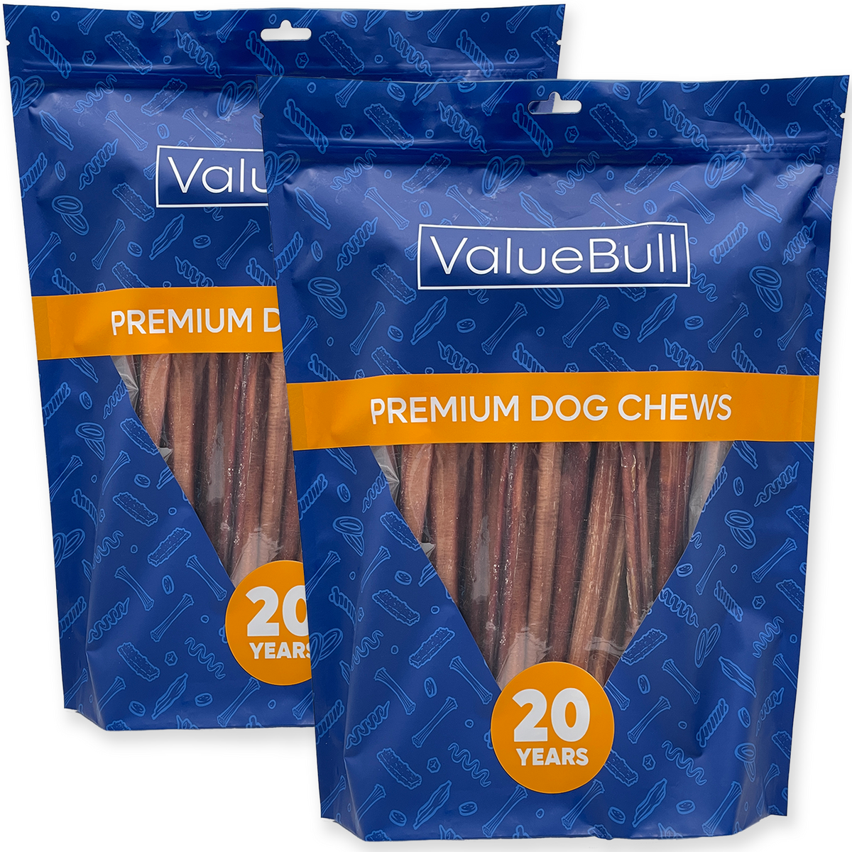 ValueBull Odor Free Bully Sticks for Dogs, Medium 12 Inch, 100 Count Wholesale Pack