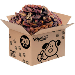ValueBull USA Collagen Braid Beef Large Dog Chews, Jumbo 6 Inch 20 Pound Bulk Pack
