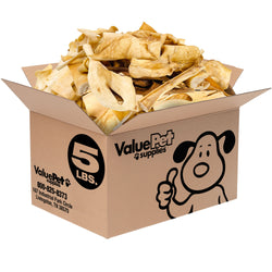 ValueBull Beef Cheek Slices, Long Lasting Dog Chews, Varied Sizes, Shapes, & Colors, 5 Pound Bulk Pack - Slices - 5 Pound