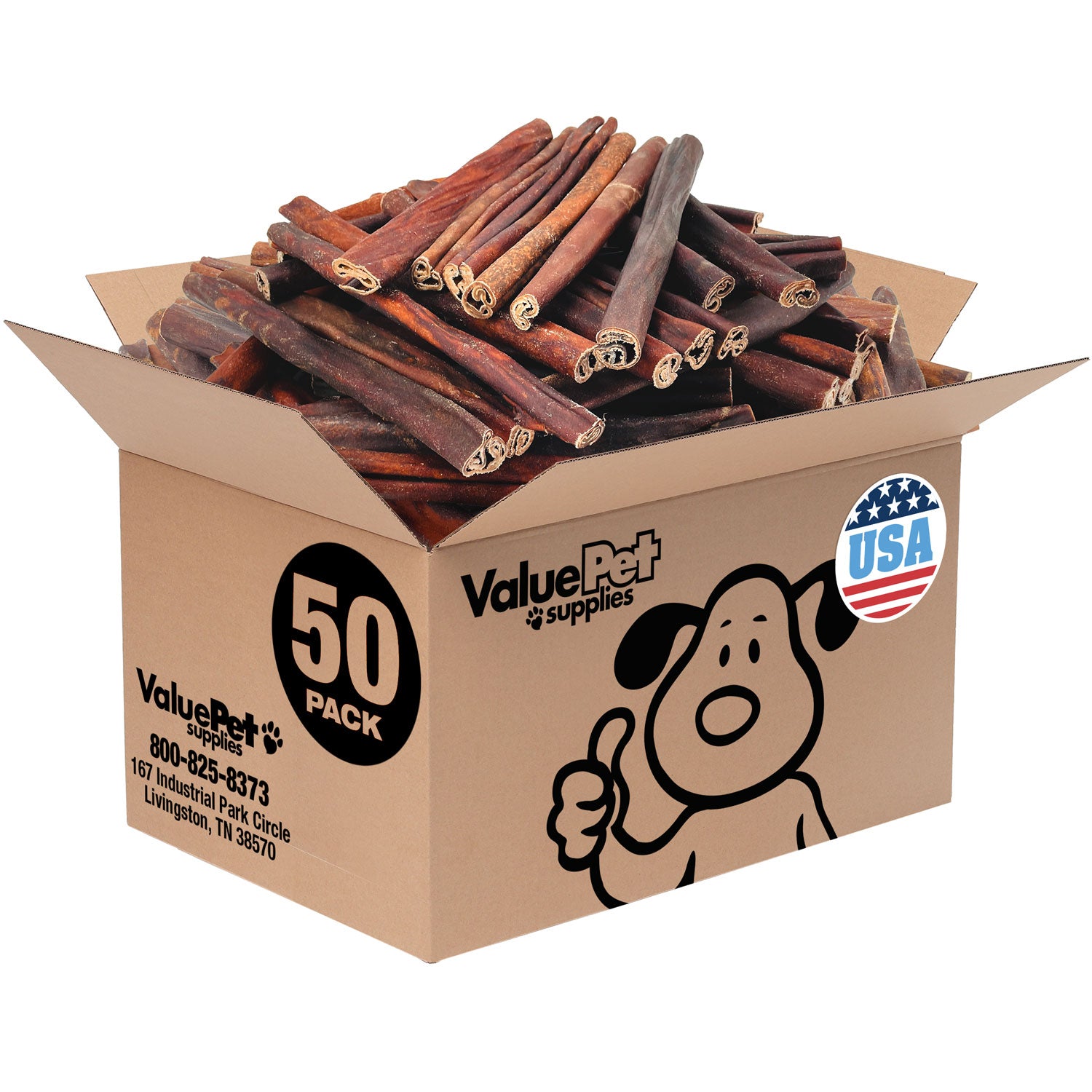 ValueBull USA Beef Collagen Sticks, 12 Inch Super Jumbo Chews, 50 Count Bulk Pack