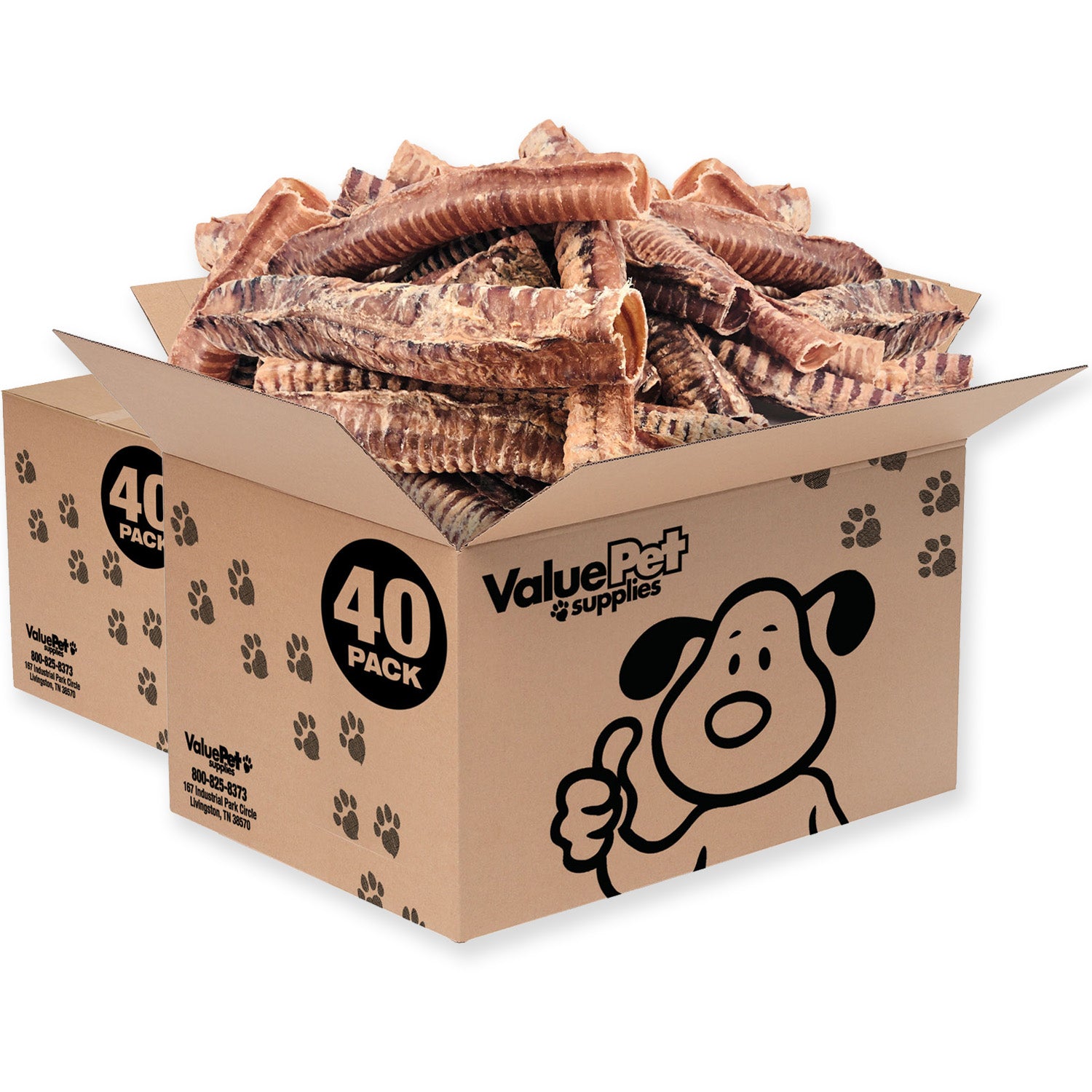 ValueBull Beef Trachea Tubes, Premium 10-12 Inch, 80 Count Bulk Pack