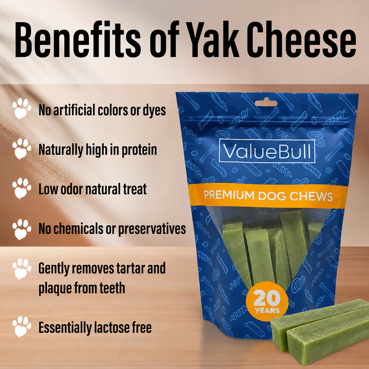 ValueBull Himalayan Yak Cheese Dog Chews, Mint, Large, 100 Count Wholesale Pack