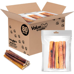 ValueBull Bully Sticks for Large Dogs, Thick 6 Inch, 400 Count RESALE PACKS (80 x 5 Count)