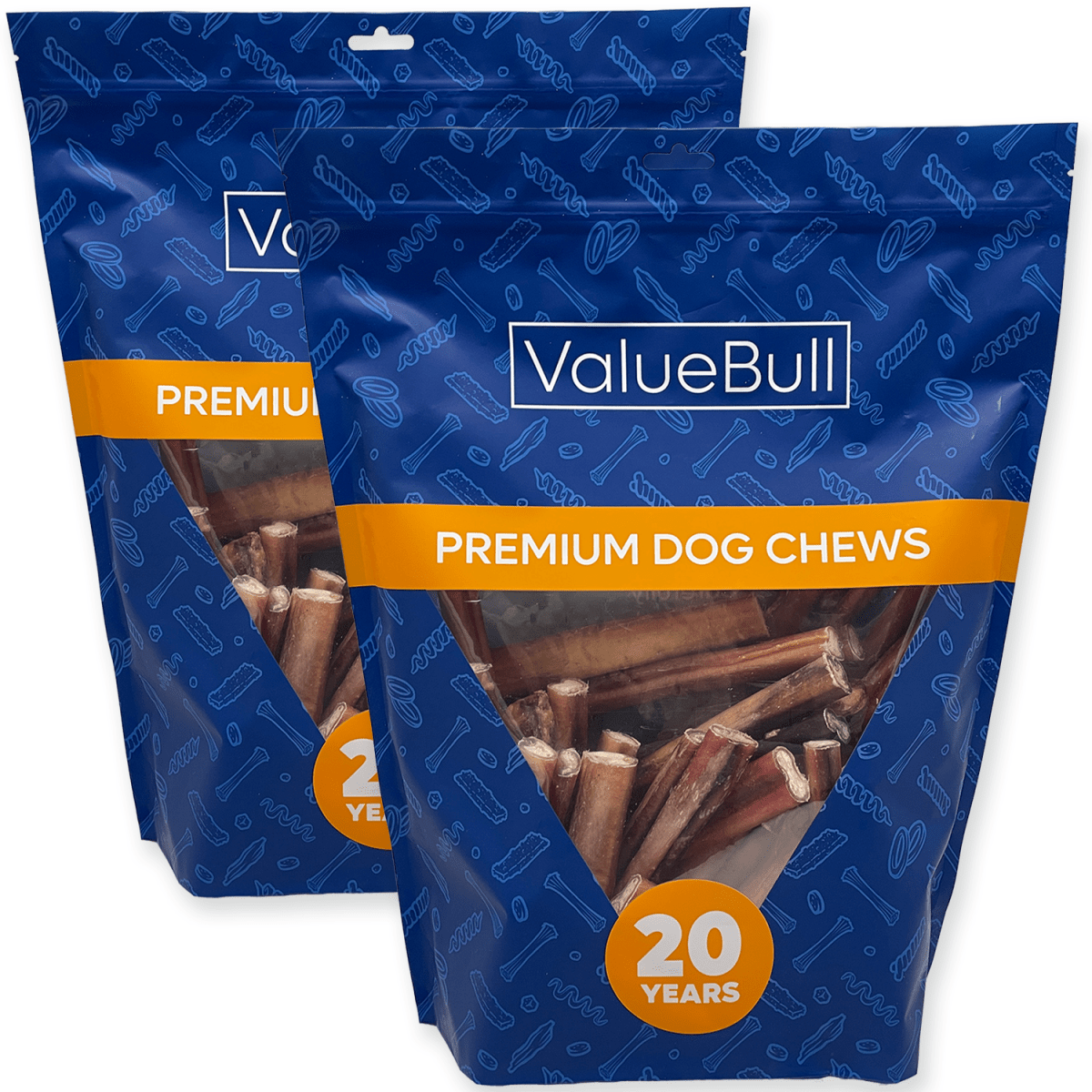 ValueBull Odor Free Bully Sticks for Large Dogs, Thick 6 Inch, 100 Count Wholesale Pack - ValuePetSupplies