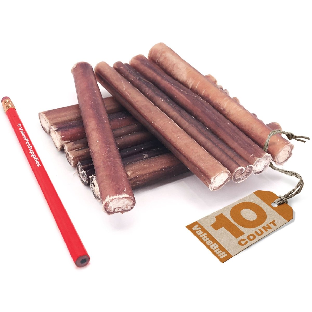 ValueBull Bully Sticks, Low Odor Premium Dog Chews, Jumbo 6", 10 ct - ValuePetSupplies