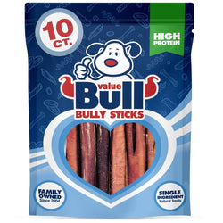 ValueBull Bully Sticks, Low Odor Premium Dog Chews, Jumbo 6", 10 ct - ValuePetSupplies