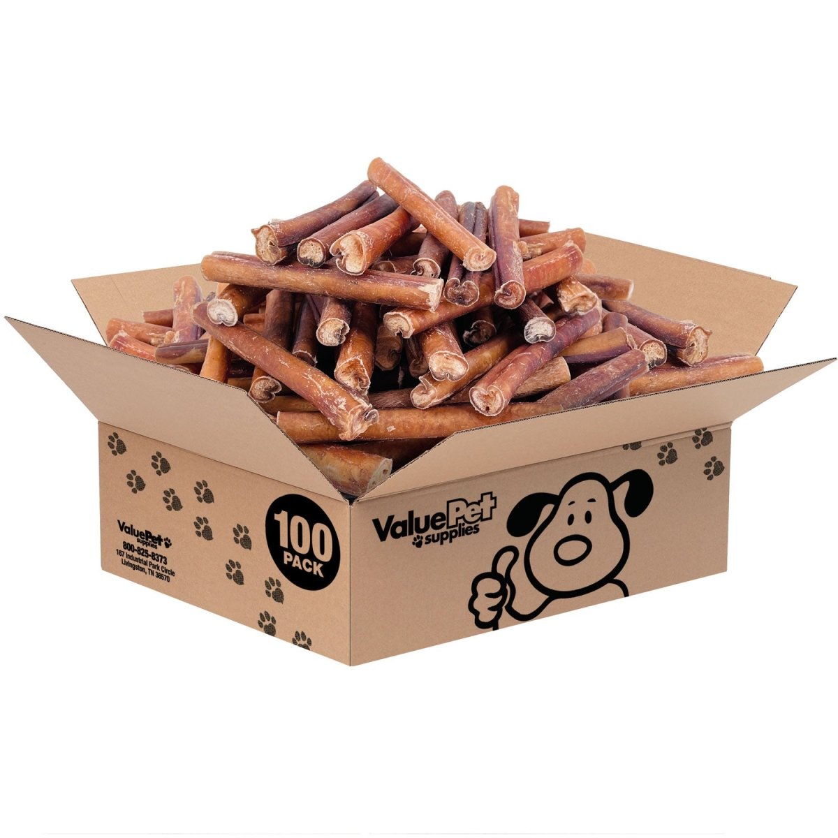 ValueBull Bully Sticks, Low Odor Premium Dog Chews, Jumbo 6", 100 ct BULK PACK - ValuePetSupplies