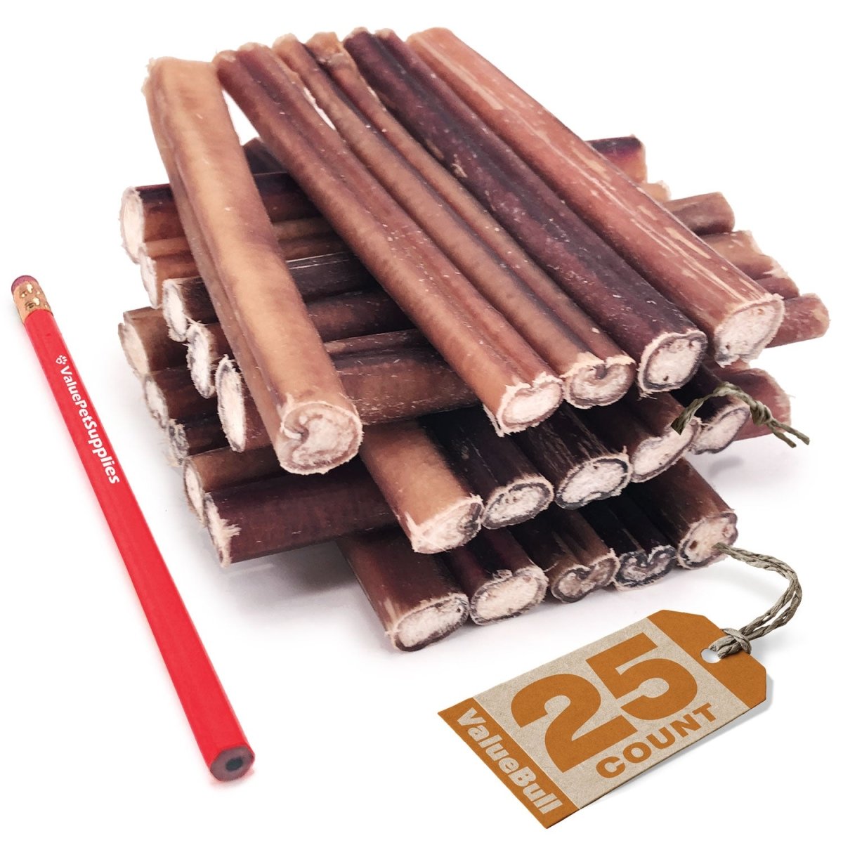 ValueBull Bully Sticks, Low Odor Premium Dog Chews, Jumbo 6", 25 ct - ValuePetSupplies