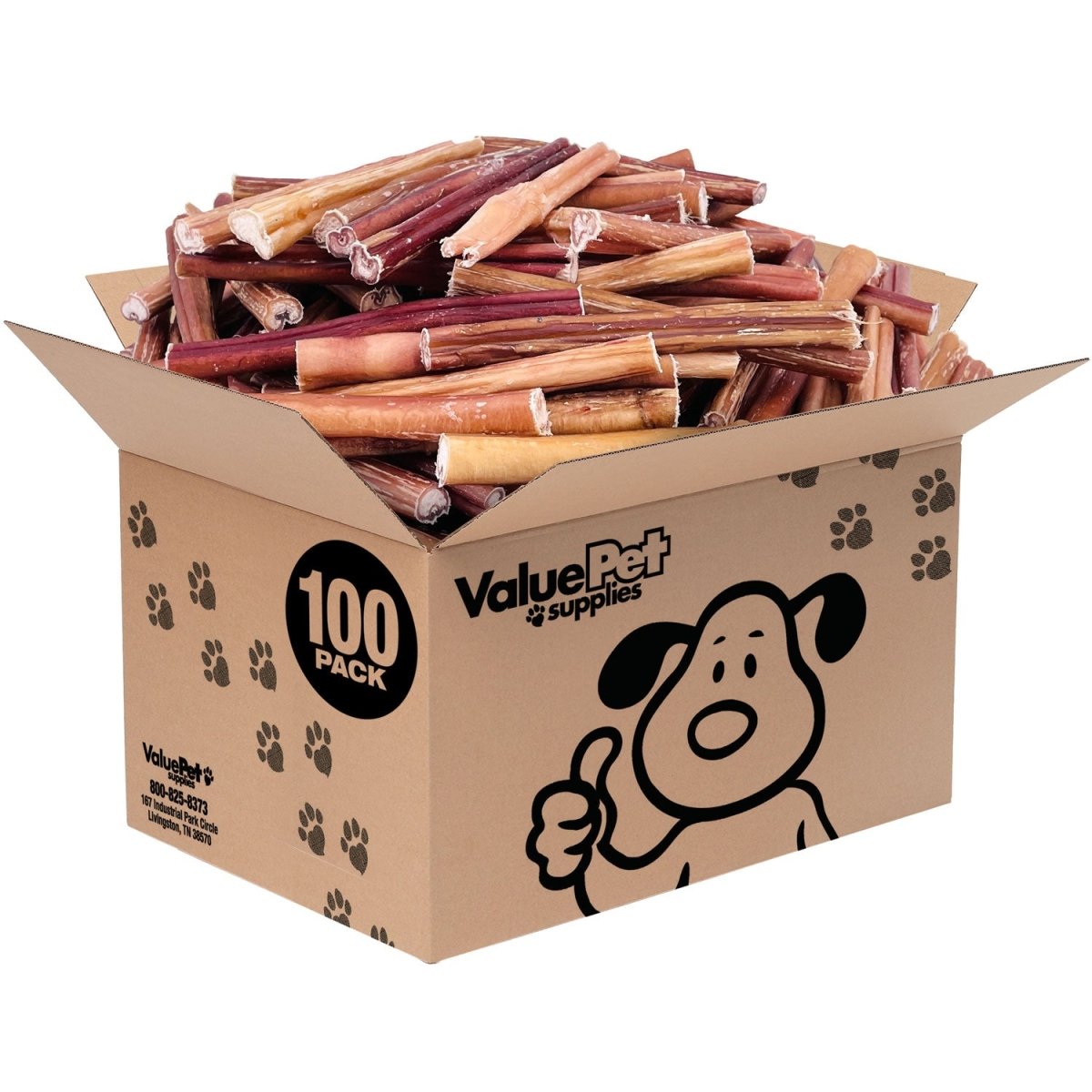 ValueBull Bully Sticks, Low Odor Premium Dog Chews, Medium 6", 100 ct BULK PACK - ValuePetSupplies