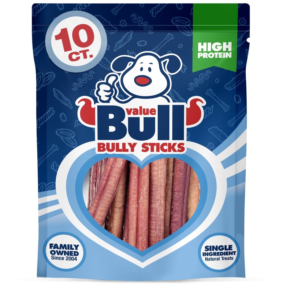 ValueBull Bully Sticks, Low Odor Premium Dog Chews, Thick 6", 10 ct - ValuePetSupplies