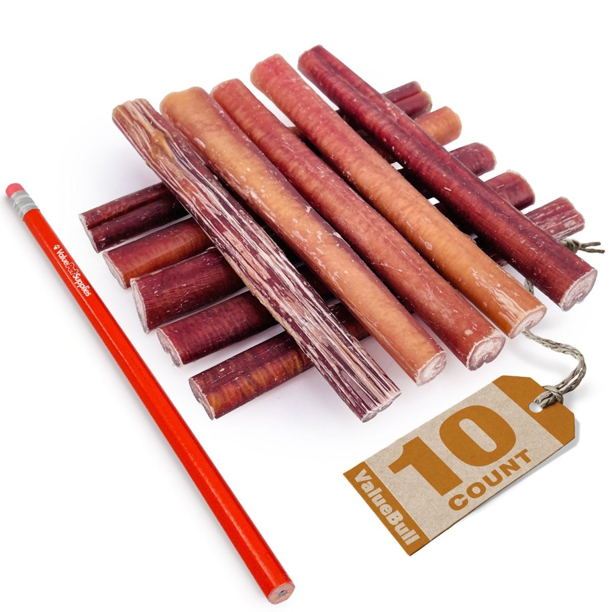 ValueBull Bully Sticks, Low Odor Premium Dog Chews, Thick 6", 10 ct - ValuePetSupplies