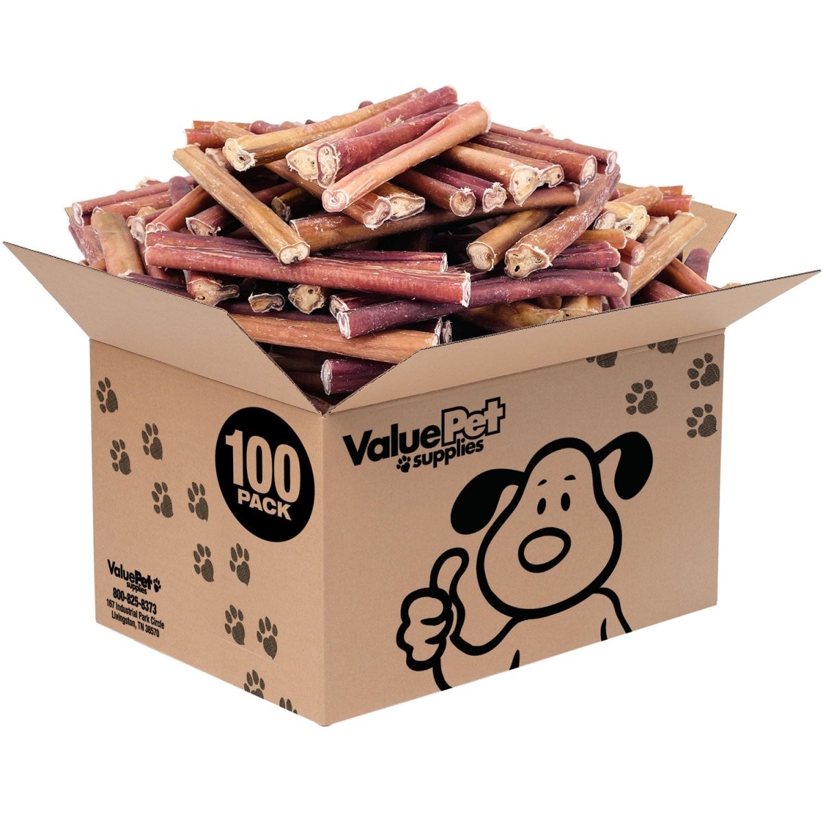 ValueBull Bully Sticks, Low Odor Premium Dog Chews, Thick 6", 100 ct BULK PACK - ValuePetSupplies