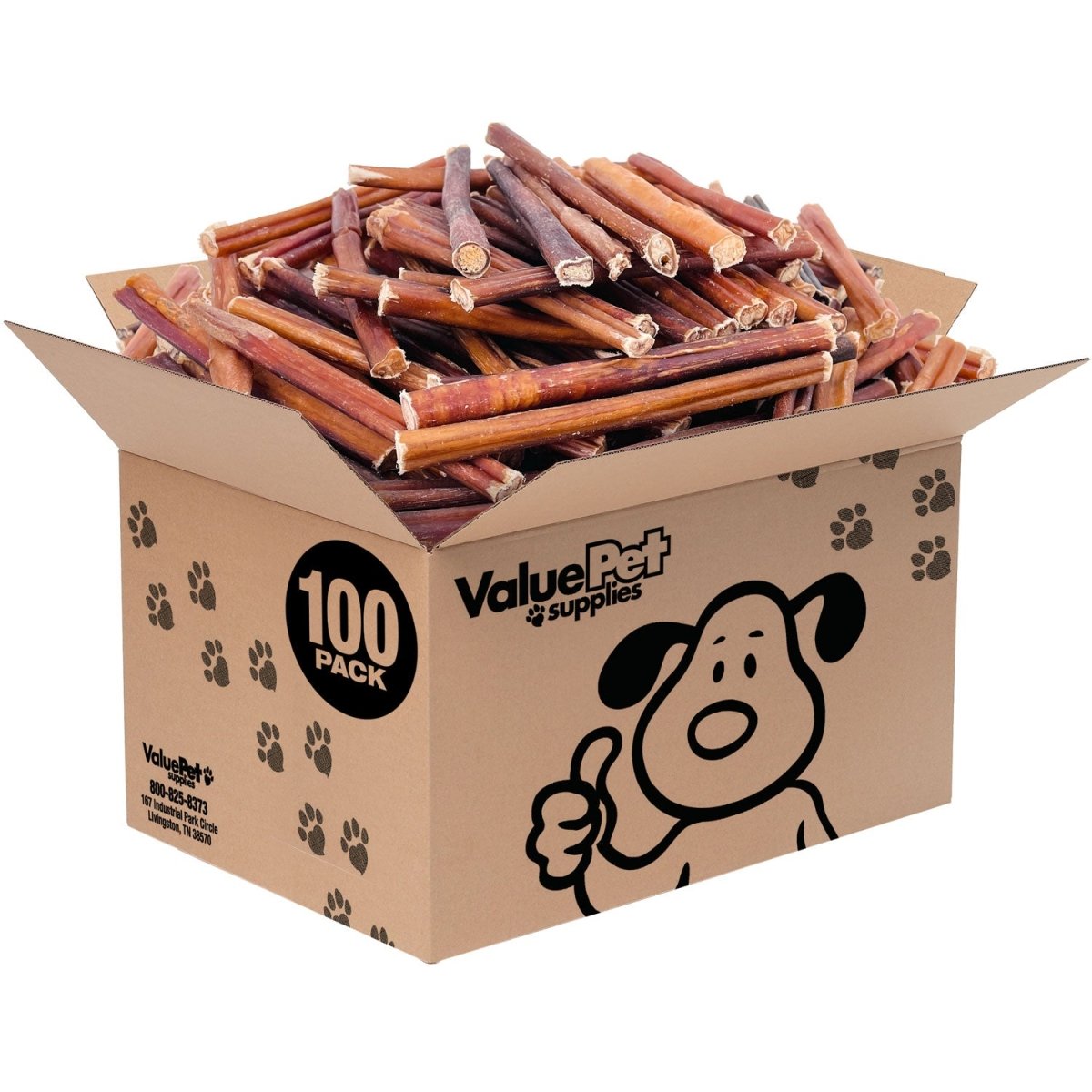 ValueBull Bully Sticks, Low Odor Premium Dog Chews, Thin 6", 100 ct BULK PACK - ValuePetSupplies
