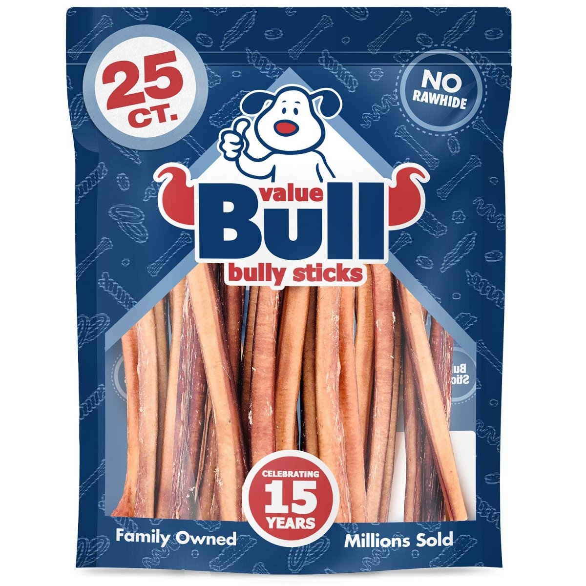 ValueBull Bully Sticks, Low Odor Premium Dog Chews, Jumbo 12", 25 ct - ValuePetSupplies
