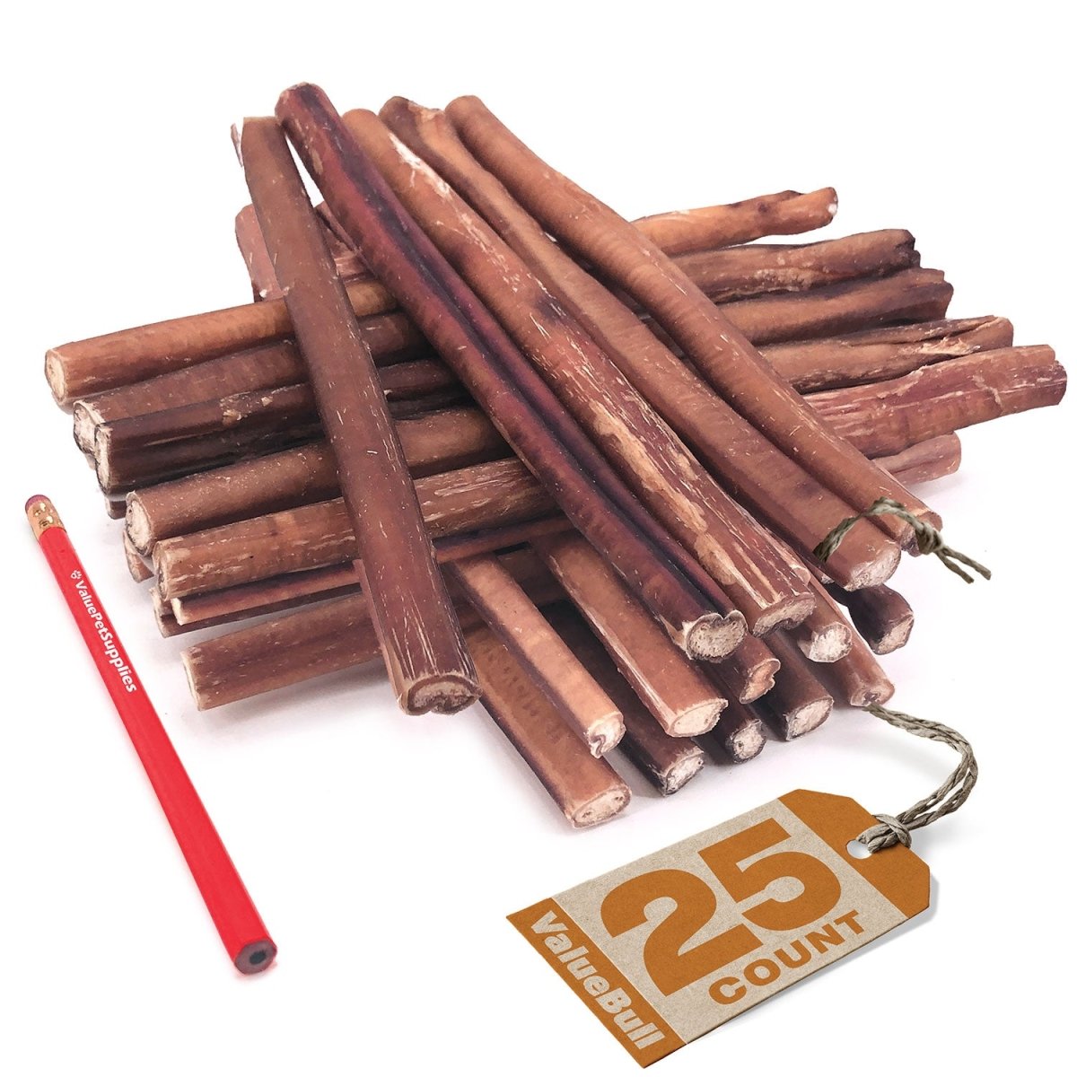 ValueBull Bully Sticks, Low Odor Premium Dog Chews, Jumbo 12", 25 ct - ValuePetSupplies